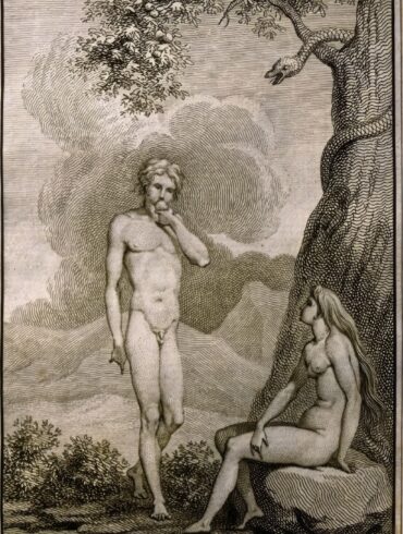 Abildgaard's engraving depicting Adam and Eve in the Garden of Eden, showcasing masterful line technique Detailed view of Abildgaard's Adam and Eve engraving highlighting the artist's psychological insight