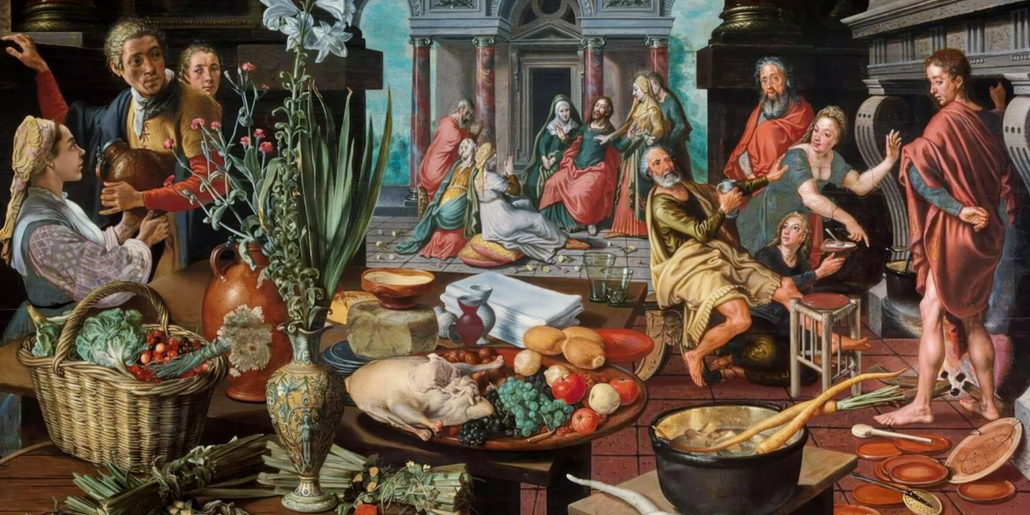 Christ in the House of Martha and Mary by Aertsen showing the biblical scene with architectural framing