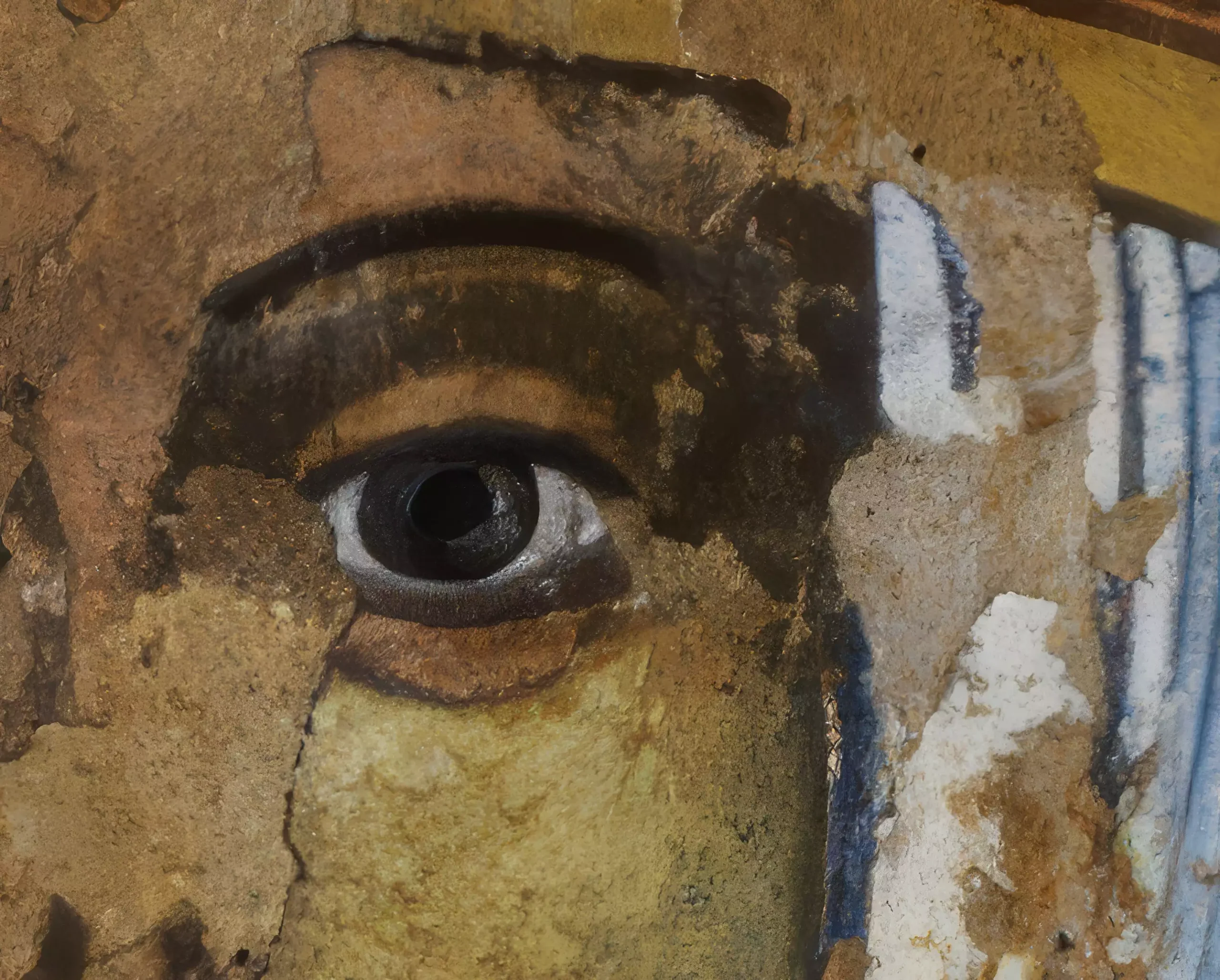 Large almond-shaped eye of Saint Barbara