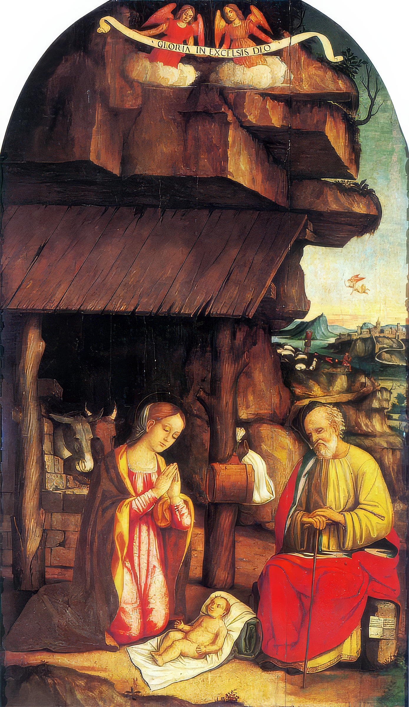 Detail from Agabiti Nativity in UHD featuring the Christ child on white cloth with warm light effects 7