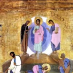Detail of Christ's baptism from Dodekaorton epistyle in Saint Catherine showing masterful Byzantine tempera technique