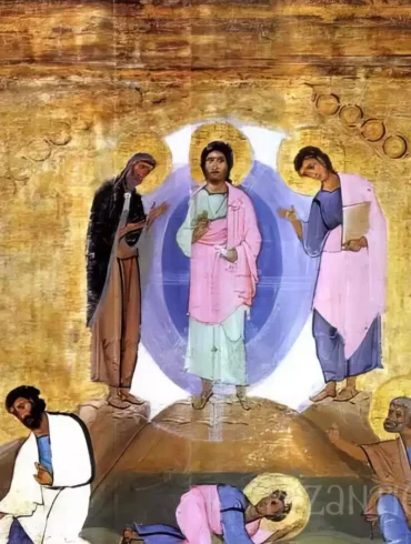 Detail of Christ's baptism from Dodekaorton epistyle in Saint Catherine showing masterful Byzantine tempera technique