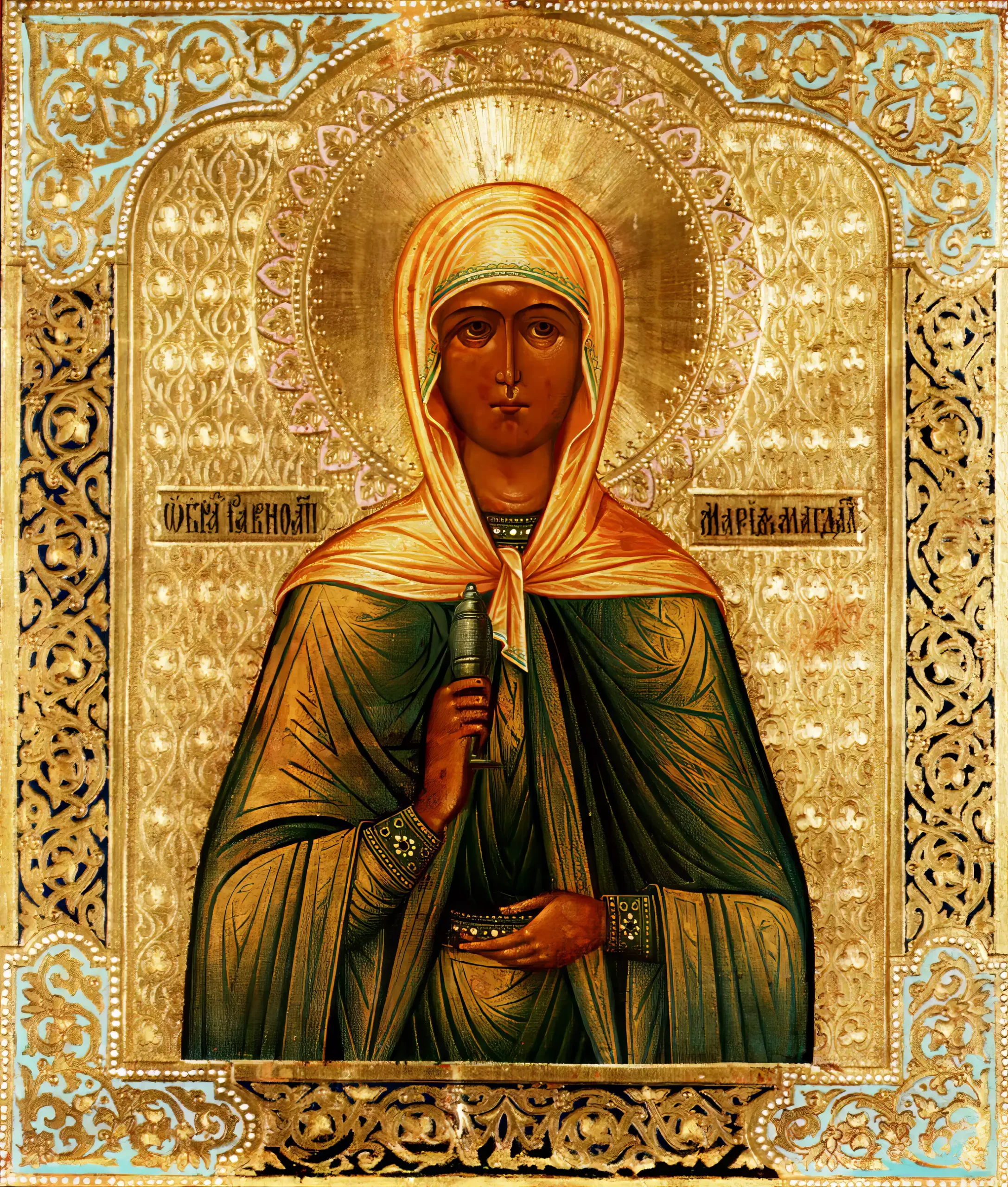 Mary Magdalen Icon exemplifying late imperial Russian sacred artistry captured in stunning UHD clarity