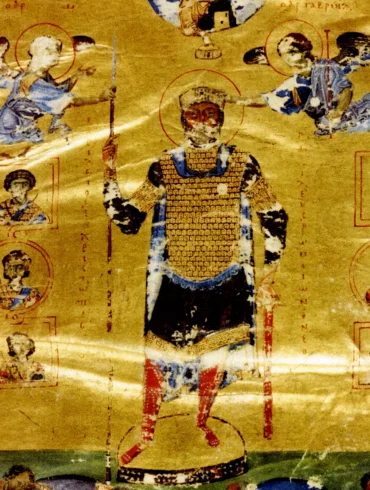 Byzantine Bible illustration detail showing heavenly figures in Constantinople manuscript