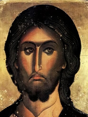 Striking detail of Pantocrator icon in Lefkosia showing Christ's penetrating gaze and masterful Byzantine artistry