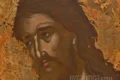 Detailed close-up of Saint John Baptist in Princeton icon showing the saint's intense expression against golden background