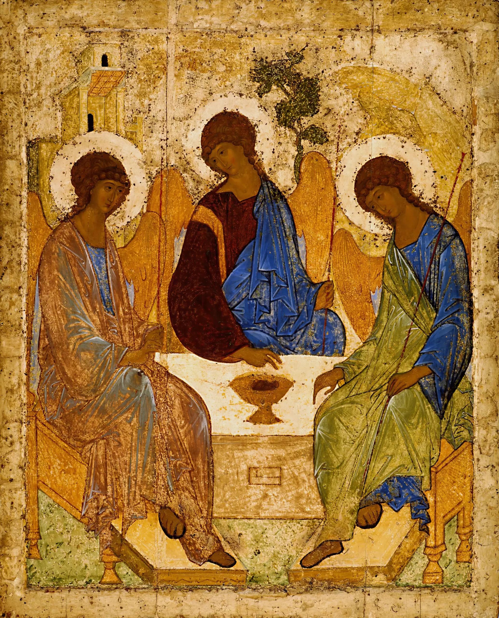 Rublev Trinity Icon capturing the divine presence through masterful use of color and form in Ultra High Resolution