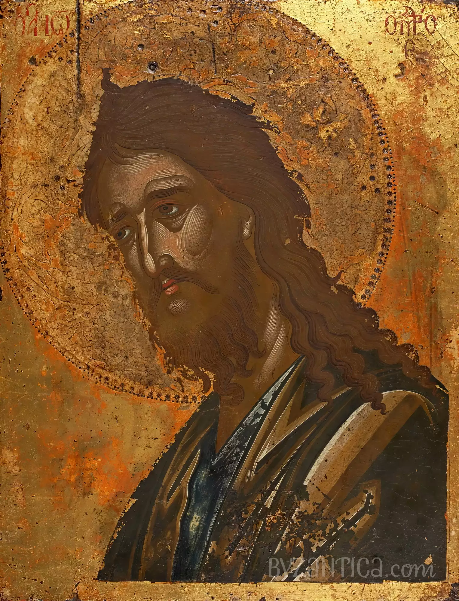 Saint John Baptist in Princeton icon full view in Ultra High Resolution showing masterful Byzantine technique