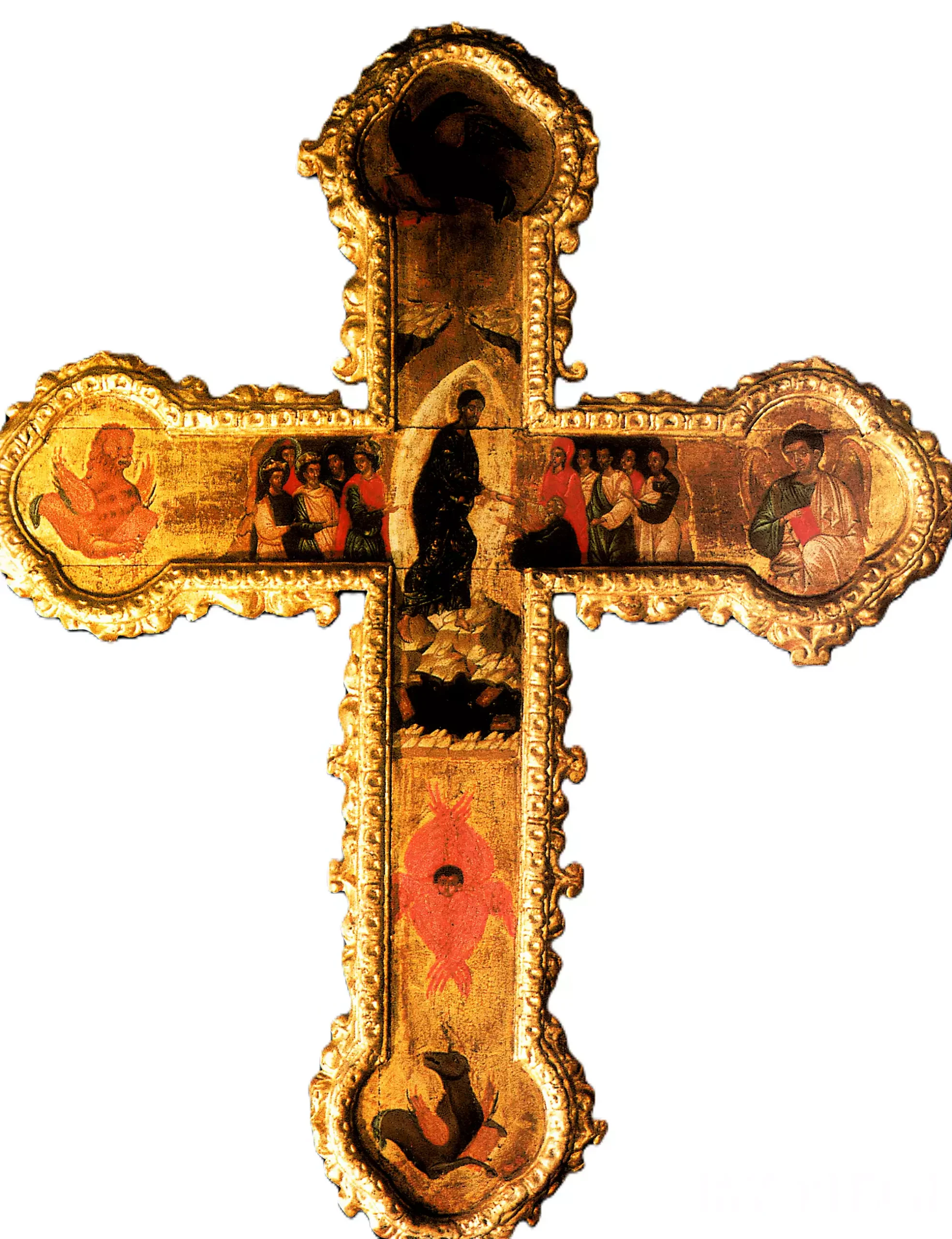 Double-sided Cross by Ravda full view showing complete processional cross with ornate border details in UHD 2