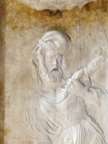 Malatesta Chapel Planets dancing figure detail in UHD showing divine movement carved in luminous marble