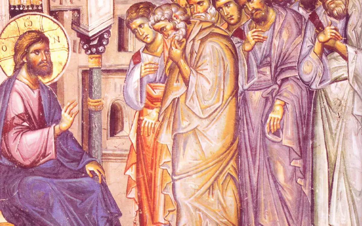 Vatopedi Monastery fresco of Christ teaching His disciples in UHD shows masterful Byzantine composition and coloring